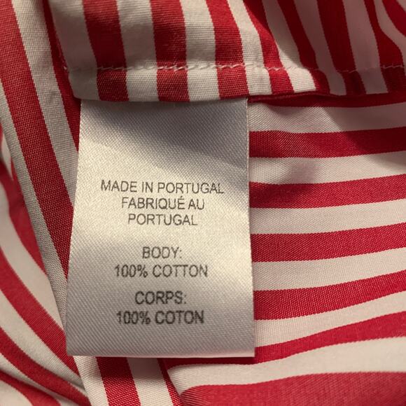 Public School New York Women's Sz 4 Blouse White-Red Striped cotton Short sleeve - Picture 10 of 10
